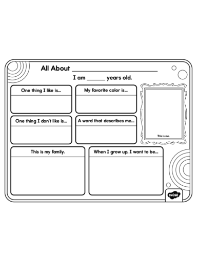 All About Me Poster (not colored)